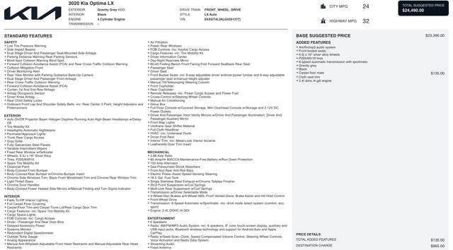 2020 Kia Optima LX