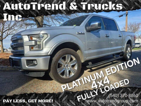 2015 Ford F-150 for sale at AutoTrend & Trucks Inc in Fredericksburg VA