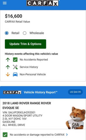 2018 Land Rover Range Rover Evoque SE