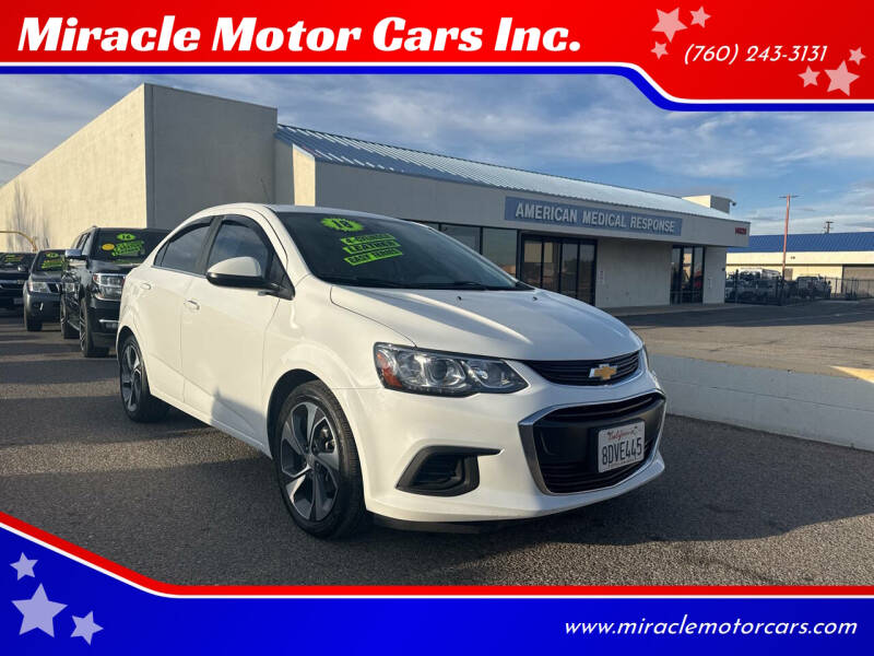 2018 Chevrolet Sonic for sale at Miracle Motor Cars Inc. in Victorville CA