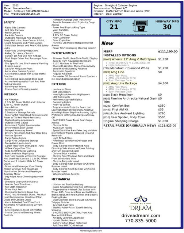 2022 Mercedes-Benz S-Class S 500 4MATIC