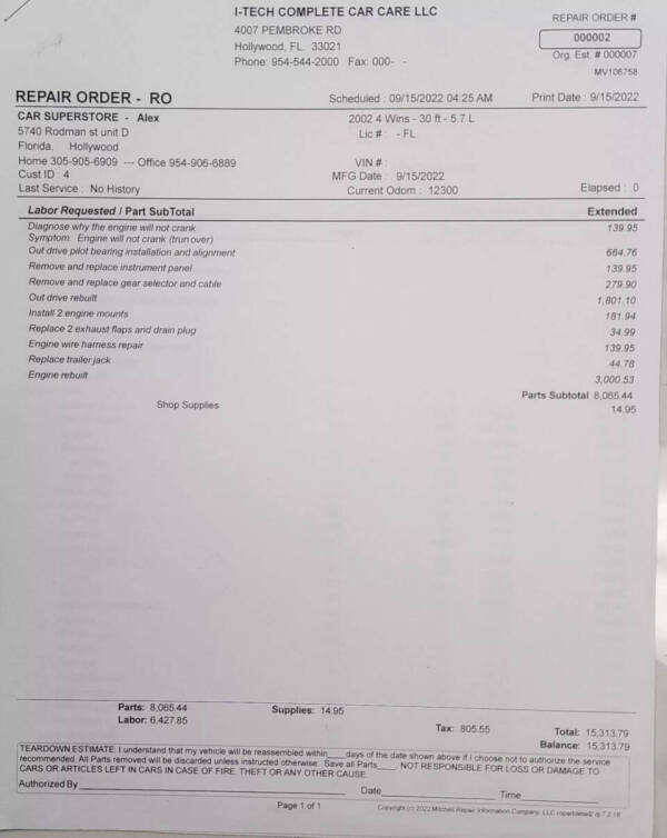 2002 Four Winns Horizon 260
