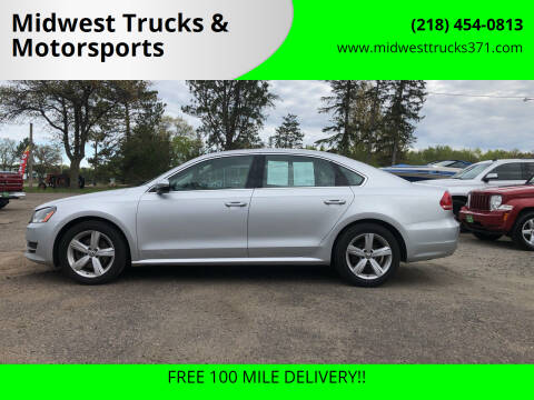 2012 Volkswagen Passat for sale at Midwest Trucks & Motorsports in Merrifield MN