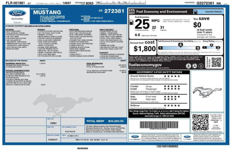 2016 Ford Mustang EcoBoost Premium