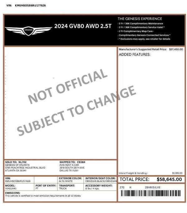 2024 Genesis GV80 2.5T