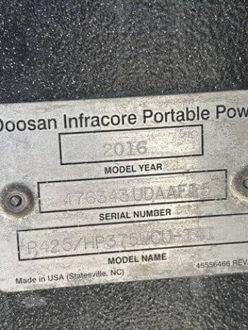 2016 Doosan Air Compressor