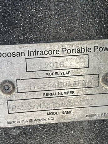 2016 Doosan Air Compressor