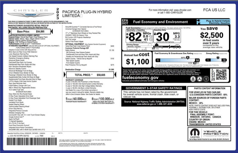 2023 Chrysler Pacifica Plug-In Hybrid Limited