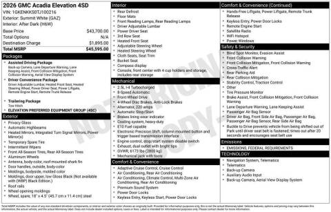 2026 GMC Acadia Elevation