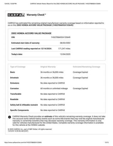 2002 Honda Accord Value Package