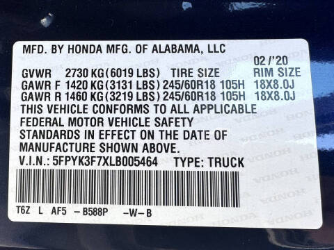 2020 Honda Ridgeline RTL-E