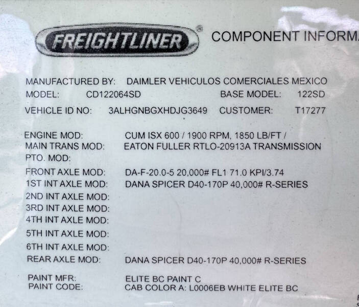 2017 Freightliner 122SD