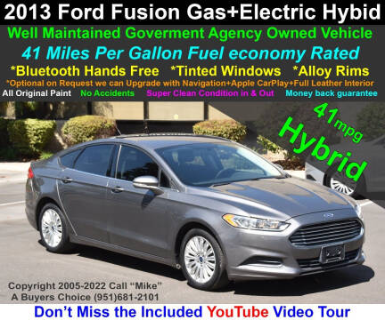 2013 Ford Fusion Hybrid for sale at A Buyers Choice in Jurupa Valley CA