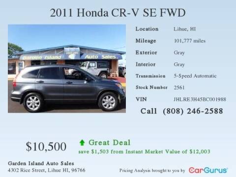 2011 Honda CR-V for sale at Garden Island Auto Sales in Lihue HI