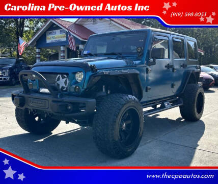 2016 Jeep Wrangler Unlimited for sale at Carolina Pre-Owned Autos Inc in Durham NC