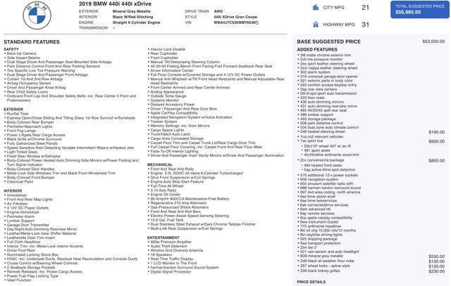 2019 BMW 4 Series 440i xDrive Gran Coupe