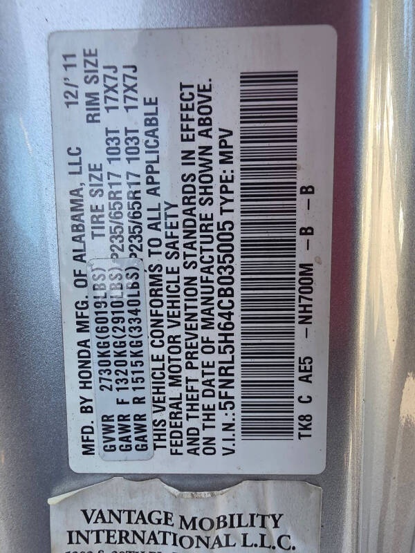 2012 Honda Odyssey EX-L w/DVD