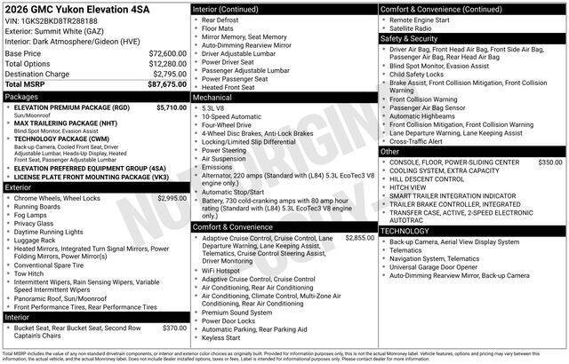 2026 GMC Yukon Elevation