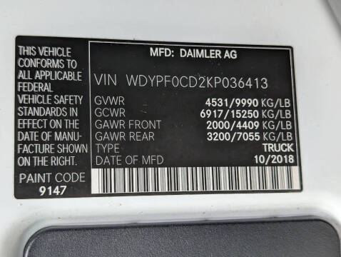 2019 Freightliner Sprinter