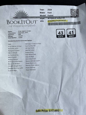 2020 Ford Fusion Hybrid SE