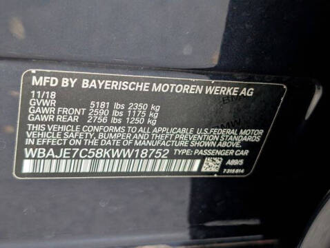 2019 BMW 5 Series 540i xDrive