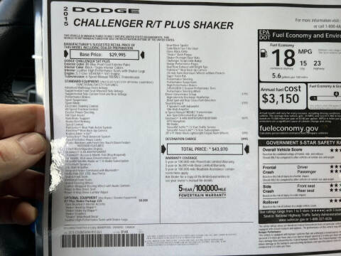 2015 Dodge Challenger R/T Plus Shaker