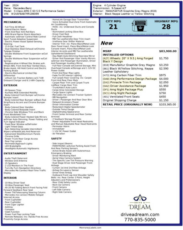 2024 Mercedes-Benz C-Class AMG C 63 S E Performance