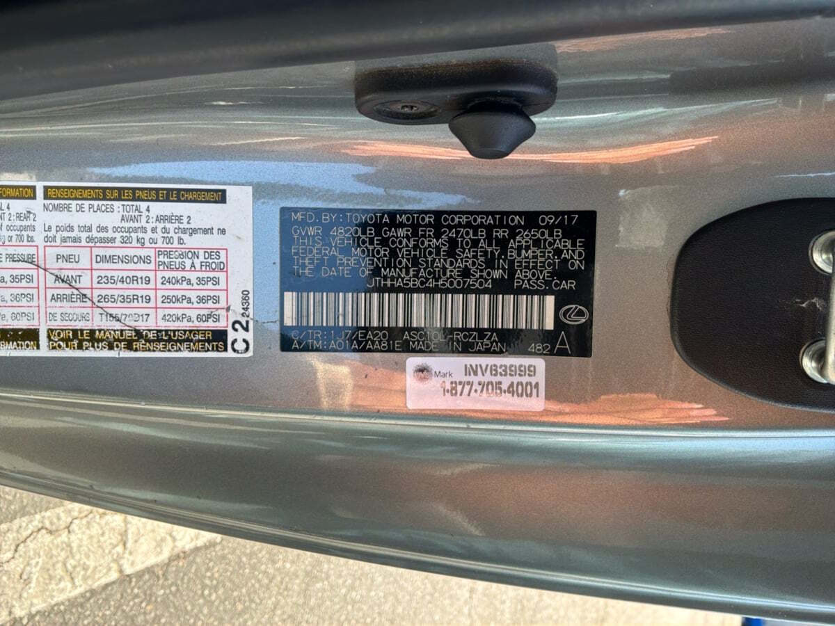Silver 2017 Lexus RC 200t Base 2dr Coupe 22
