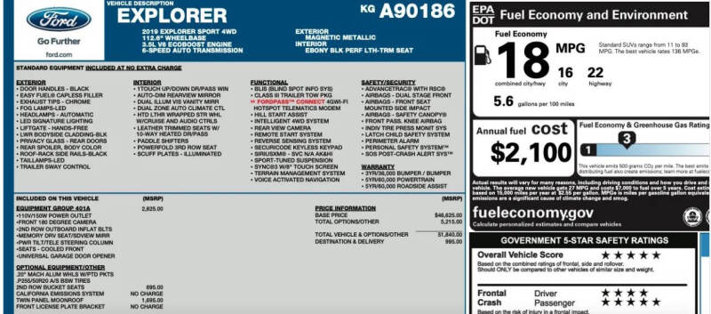 2019 Ford Explorer Sport