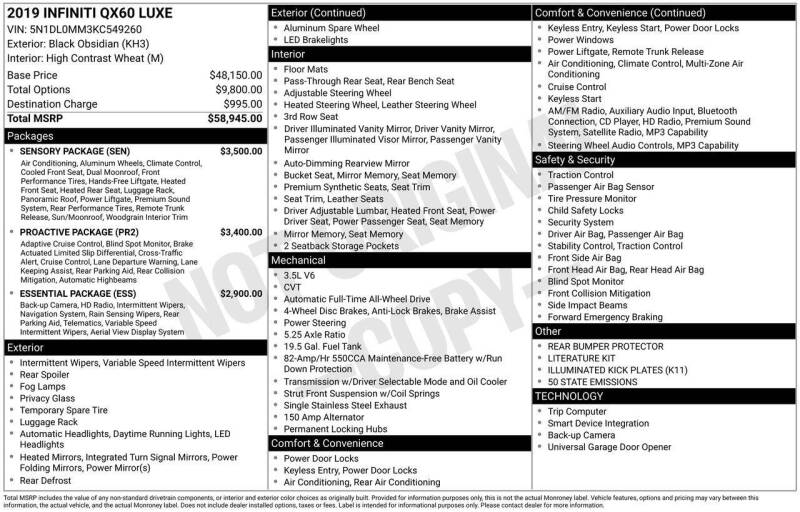 2019 Infiniti QX60