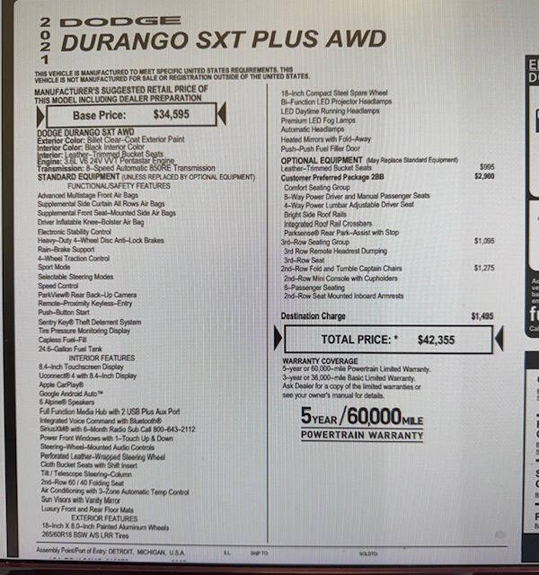 2021 Dodge Durango SXT Plus