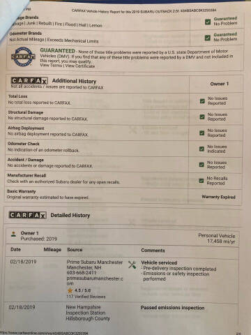 2019 Subaru Outback 2.5i