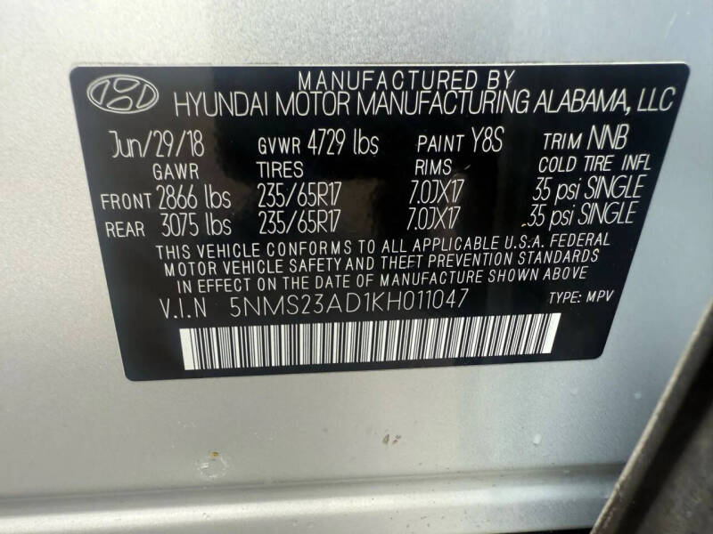 2019 Hyundai Santa Fe SE 2.4L