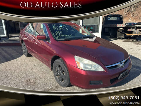 2006 Honda Accord for sale at OD AUTO SALES in Pownal VT