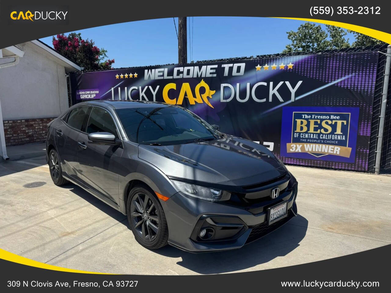 Gray 2021 Honda Civic EX EX 4dr Hatchback 1