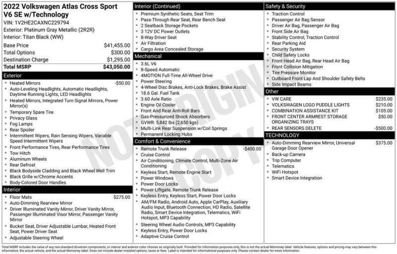2022 Volkswagen Atlas Cross Sport V6 SE 4Motion