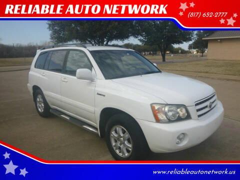 2002 Toyota Highlander for sale at RELIABLE AUTO NETWORK in Arlington TX