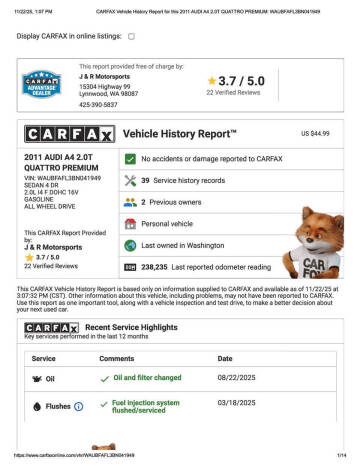 2011 Audi A4 2.0T quattro Premium