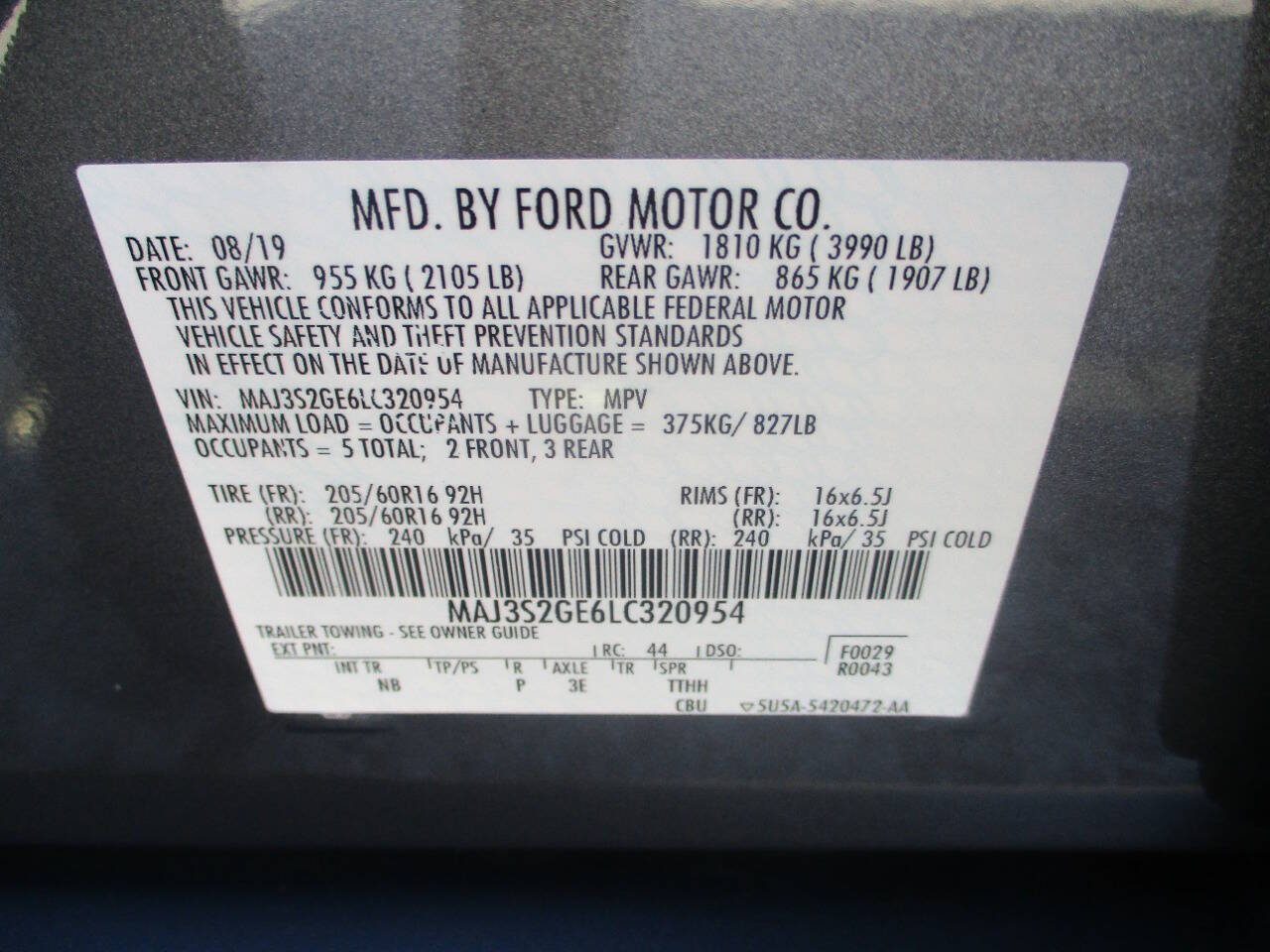 Gray 2020 Ford EcoSport SE SE 4dr Crossover 61