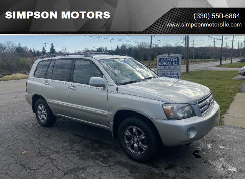 2004 Toyota Highlander for sale at SIMPSON MOTORS in Youngstown OH