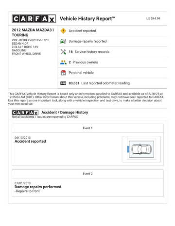 2012 Mazda MAZDA3 i Touring