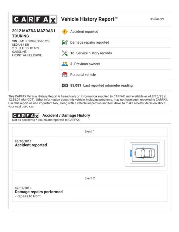 2012 Mazda MAZDA3 i Touring