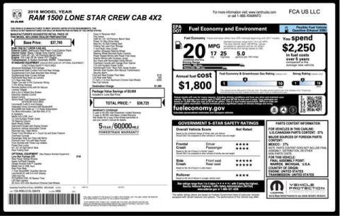 2018 RAM 1500 Lone Star