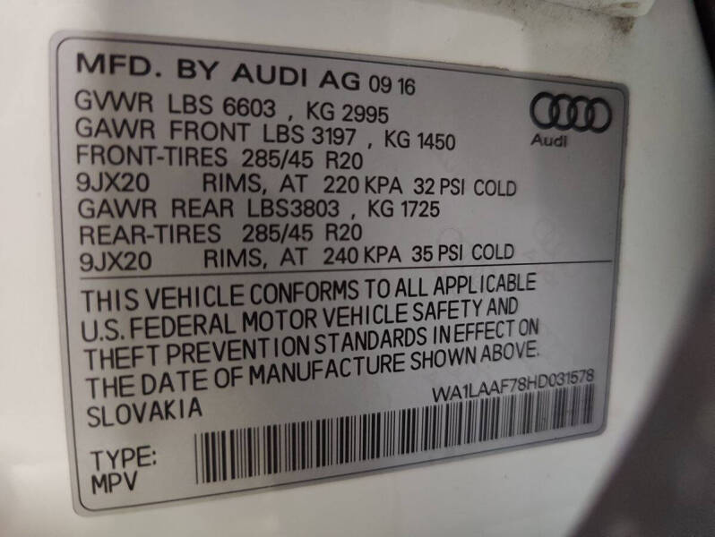 2017 Audi Q7 3.0T quattro Premium Plus