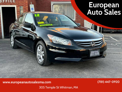 2012 Honda Accord for sale at European Auto Sales in Whitman MA