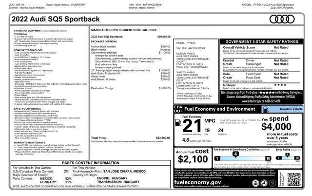 2022 Audi SQ5 Sportback 3.0T quattro Premium