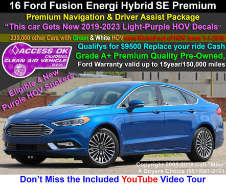 2017 Ford Fusion Energi for sale at A Buyers Choice in Jurupa Valley CA