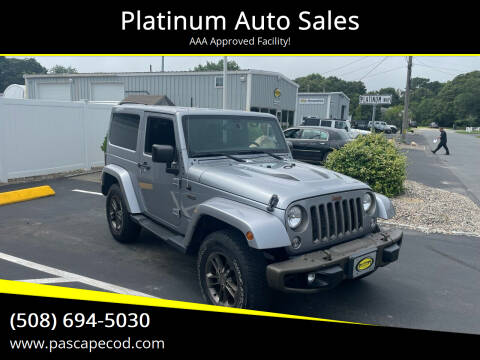 2016 Jeep Wrangler for sale at Platinum Auto Sales in South Yarmouth MA