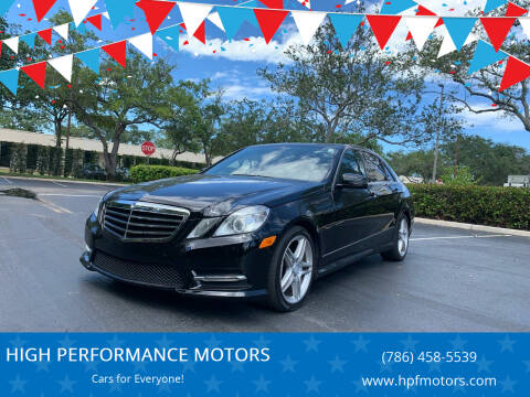 2013 Mercedes-Benz E-Class for sale at HIGH PERFORMANCE MOTORS in Hollywood FL