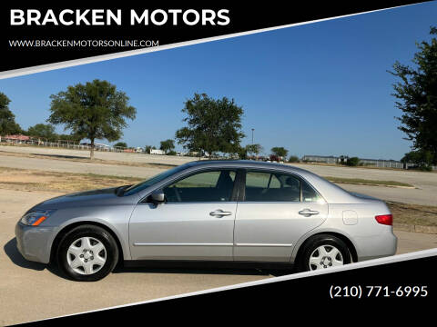 2005 Honda Accord for sale at BRACKEN MOTORS in San Antonio TX